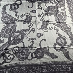 Doncaster Silk Scarf Womens One Size White Gray Paisley Baroque Square Wrap